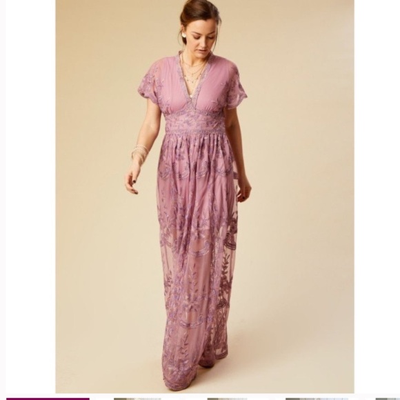 Altar'd State Dresses & Skirts - Altar’d State Mariska Lace Embroidered Maxi Dress Lilac Purple Size Large